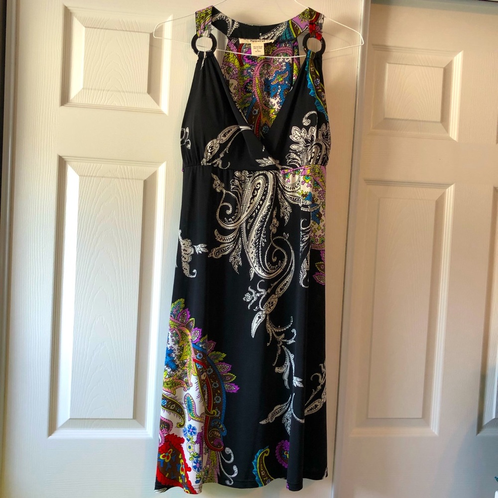 Studio West Apparel Black Halter Dress w/print